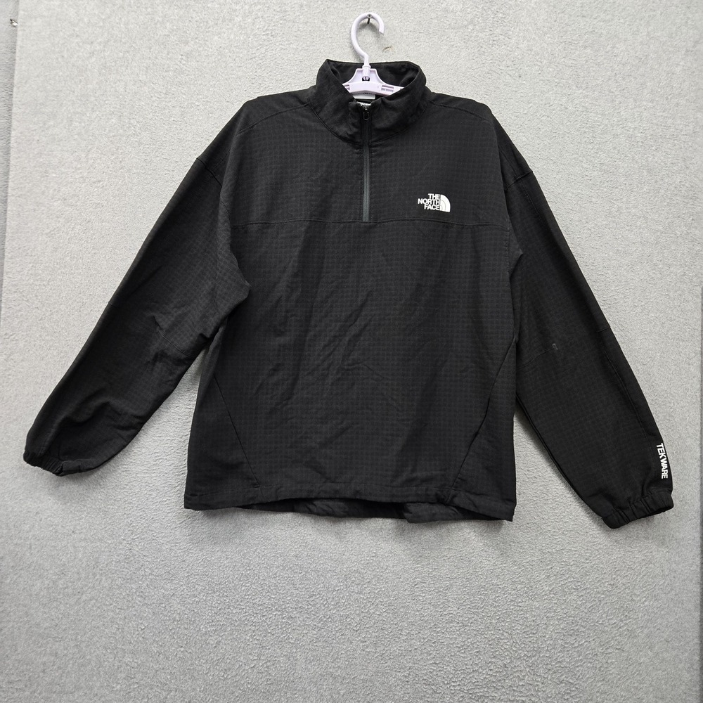 The North Face Men Jacket L Black Quarter Zip Activewear Micro Grid Pullover